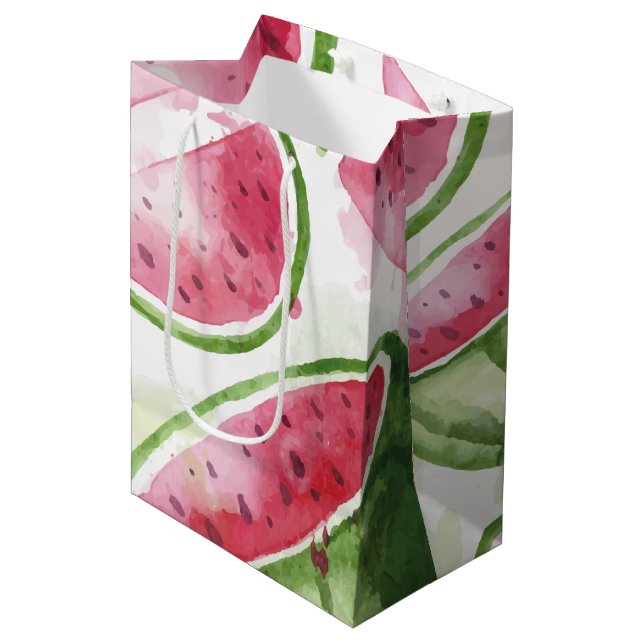 Sac Cadeau Moyen Pastèque à l'aquarelle adorable (Devant Angle)