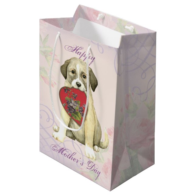 Sac Cadeau Moyen Pasteur anatolien Chien Coeur de Chien Maman (Devant Angle)