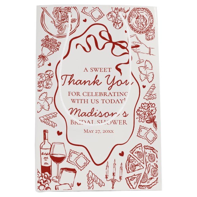 Sac Cadeau Moyen Pâtes Italiennes C'est l'Amour Cadeau pour une Fêt (Devant)