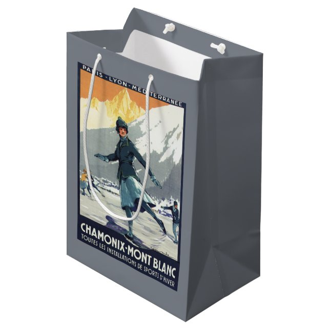 Sac Cadeau Moyen Patinage de glace - affiche olympique de promo de (Devant Angle)