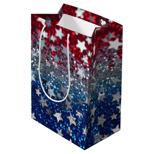 Sac Cadeau Moyen Patriotic Glitter (Dos Angle)