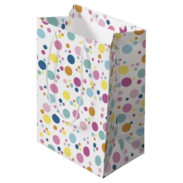 Sac Cadeau Moyen Pattern de Colorful Polka (Devant Angle)