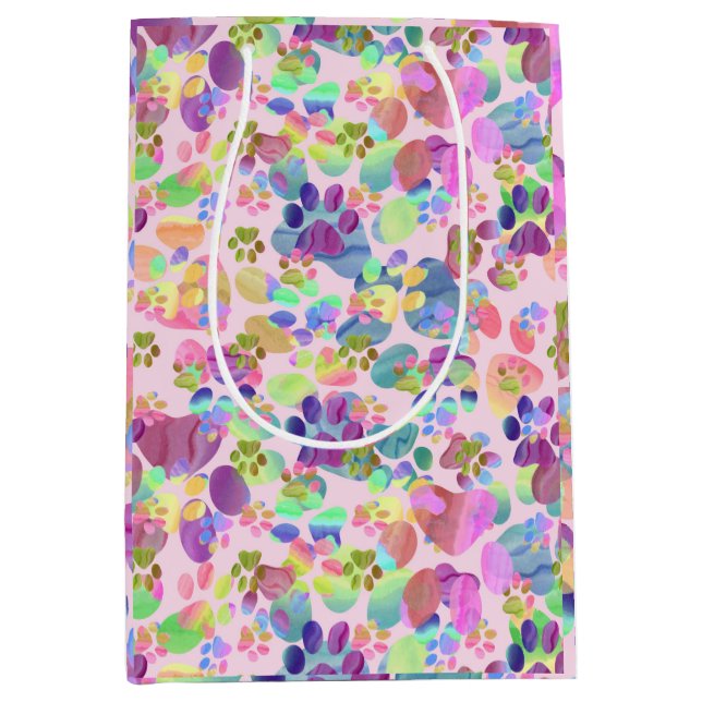 Sac Cadeau Moyen Pavprints on rose (Devant)