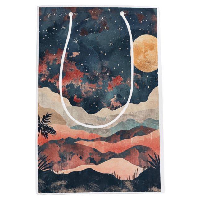 Sac Cadeau Moyen Paysage Abstrait de Boho (24) (Devant)