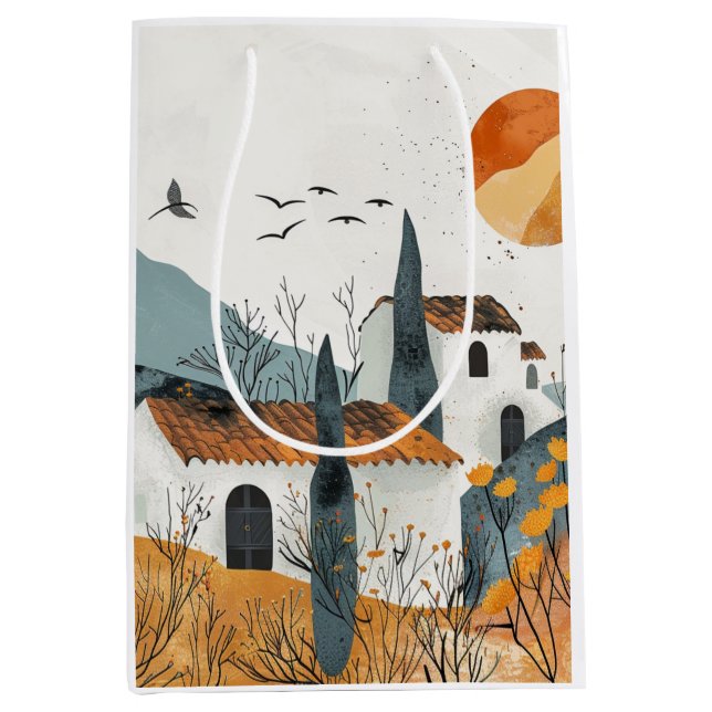 Sac Cadeau Moyen Paysage Abstrait de Boho (4) (Devant)