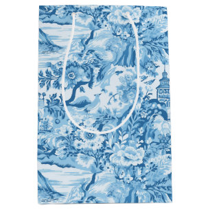 Sac Cadeau Moyen Paysage classique en toile bleue