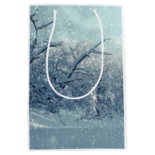 Sac Cadeau Moyen Paysage des arbres d'hiver (Devant)