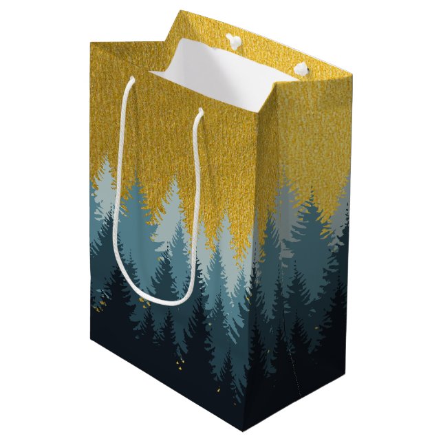 Sac Cadeau Moyen Paysage d'or des arbres forestiers (Devant Angle)