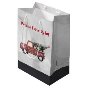Sac Cadeau Moyen Peace Love & Joy Toy Camion Joyeux Noël