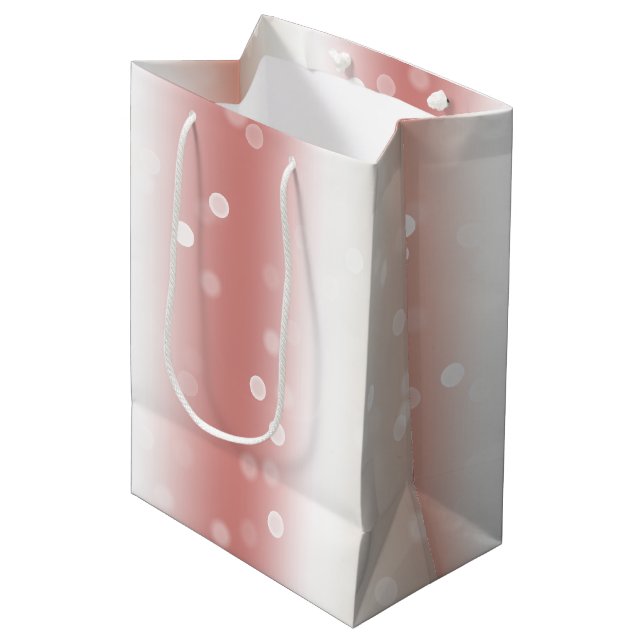 Sac Cadeau Moyen Peach Rose Ombre Gold Christmas (Devant Angle)