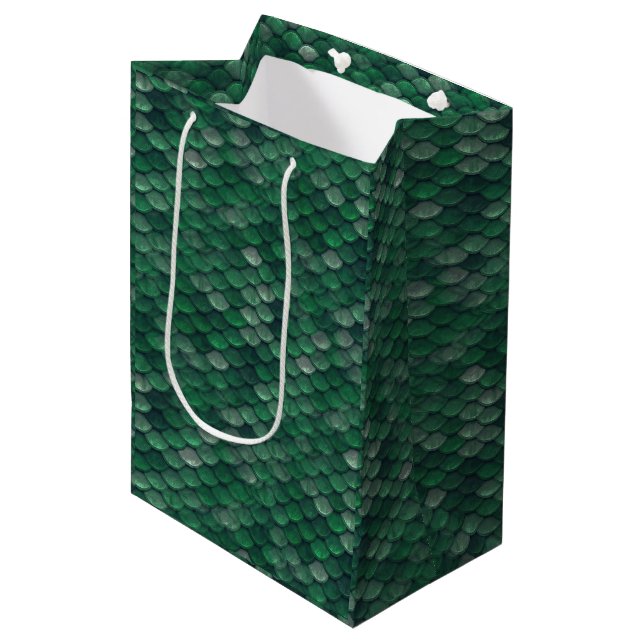 Sac Cadeau Moyen Peau de serpent de vert vert/échelle dragon de (Devant Angle)
