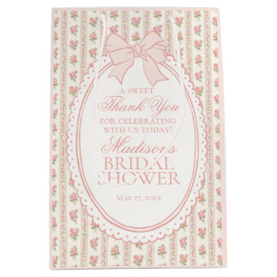 Sac Cadeau Moyen Pêche et beige, cadeau de fête de douche de mariag