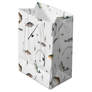 Sac Cadeau Moyen Pêche Motif à thème de poisson de bâton et de bobi