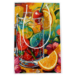 Sac Cadeau Moyen Peinture à l'huile Impasto de Cocktail Tropical d'