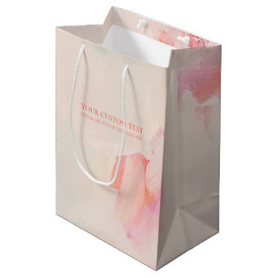 Sac Cadeau Moyen Peinture Abstraite Rose & Corail avec Texte Person