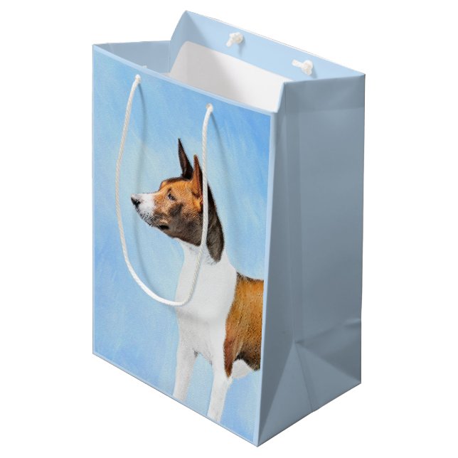 Sac Cadeau Moyen Peinture Basenji - Belle Art Original (Devant Angle)