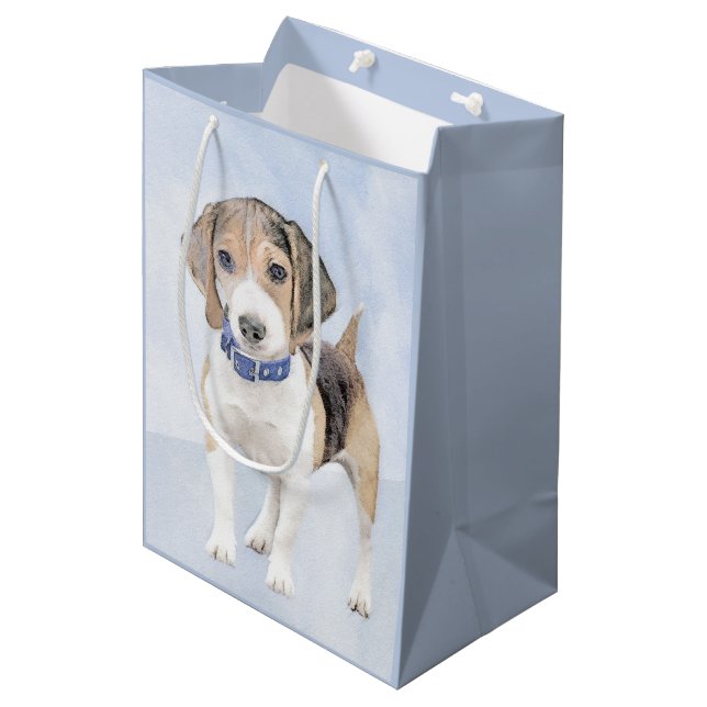 Sac Cadeau Moyen Peinture beagle - Cute Original Chien Art (Devant Angle)