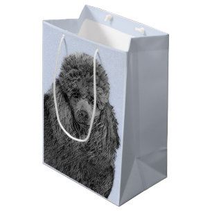Sac Cadeau Moyen Peinture de caniche Miniature Jouet noir Art origi
