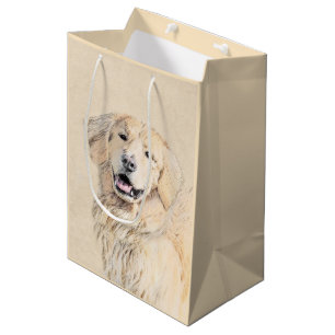 Sac Cadeau Moyen Peinture de Golden Retriever - Beau art original d