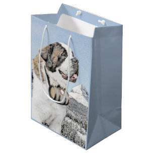 Sac Cadeau Moyen Peinture de St Bernard - art original mignon de