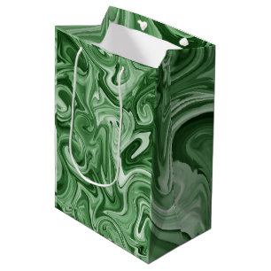 Sac Cadeau Moyen Peinture en marbre vert chic enveloppement cadeau
