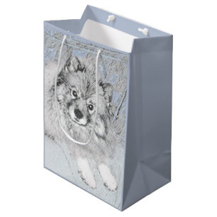 Sac Cadeau Moyen Peinture Keeshond Beth - Joli art original chien