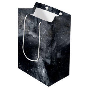 Sac Cadeau Moyen Peinture Nebula en Galaxie noire blanche