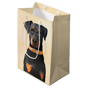 Sac Cadeau Moyen Peinture originale de Doberman Pinscher non rognée