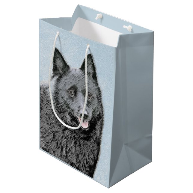 Sac Cadeau Moyen Peinture Schipperke - Cute Original Chien Art (Devant Angle)