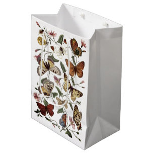 Sac Cadeau Moyen Peinture vintage de papillon et de papillon