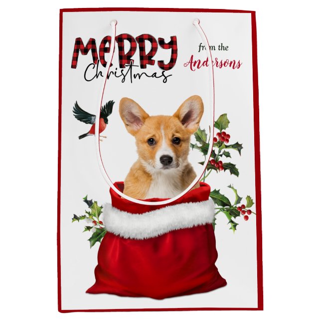 Sac Cadeau Moyen Pembroke Welsh Corgi Chien Noël (Devant)