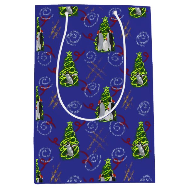 Sac Cadeau Moyen Penguin Christmas (Devant)