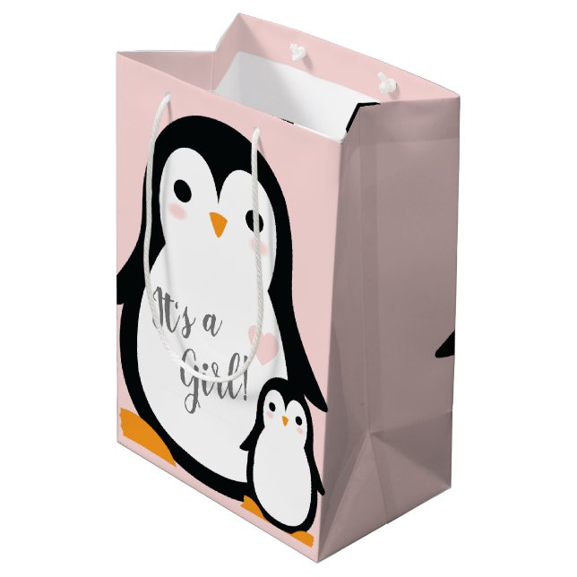 Sac Cadeau Moyen Penguin thème Baby shower mignonne (Dos Angle)