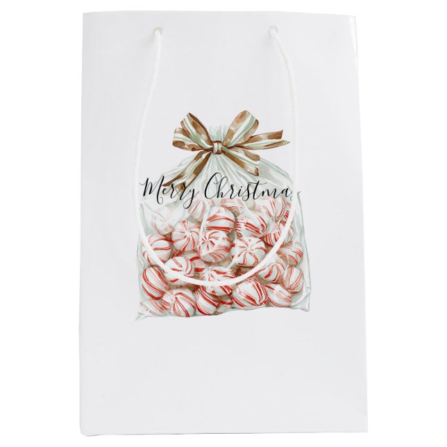 Sac Cadeau Moyen Peppermint Green Red Floral Birthday (Devant)
