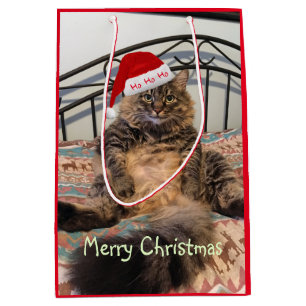 Sac Cadeau Moyen père Noël Cat Ho Ho Ho Ho Medium Cadeau