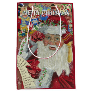 Sac Cadeau Moyen Père Noël Classique - Vérification de la Liste de
