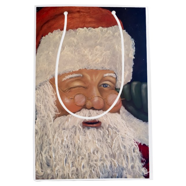 Sac Cadeau Moyen Père Noël clignant (Devant)