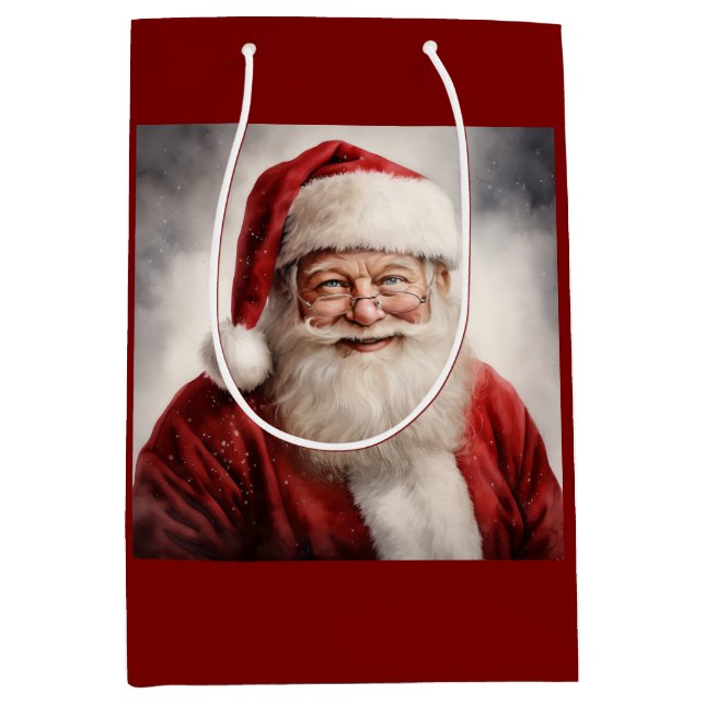 Sac Cadeau Moyen Père Noël de Noël (Devant)