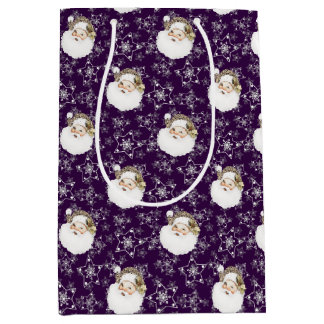 Sac Cadeau Moyen Père Noël et étoiles vintages