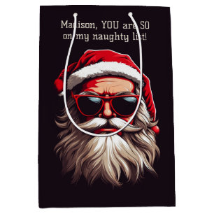 Sac Cadeau Moyen Père Noël Grumpy Texte Personnalisé