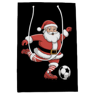 Sac Cadeau Moyen Père Noël Joue au Football de Noël Sports