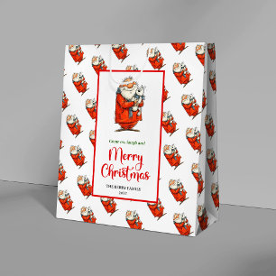 Sac Cadeau Moyen Père Noël moderne fantaisiste, célébration festive