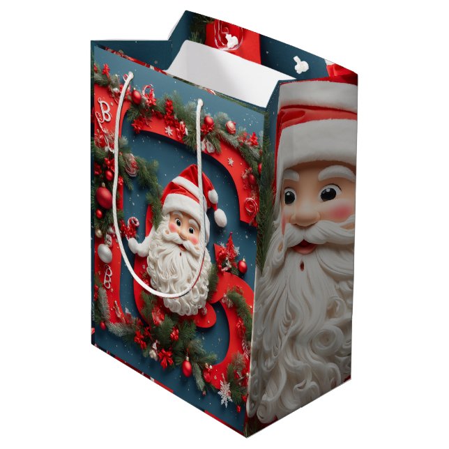 Sac Cadeau Moyen Père Noël Salutations - Full HD Imprimé cadeau de  (Dos Angle)