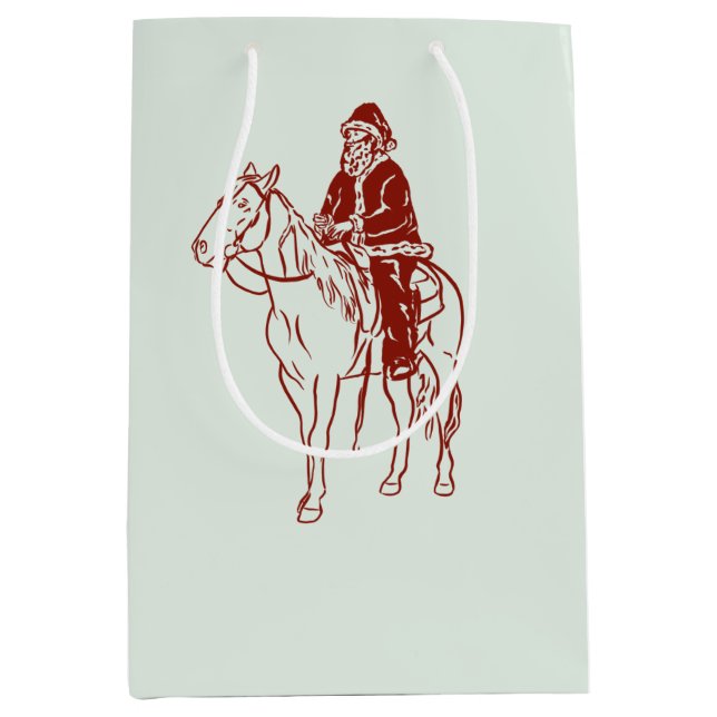 Sac Cadeau Moyen Père Noël sur le graphique à cheval (Devant)