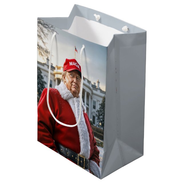 Sac Cadeau Moyen Père Noël Trump (Devant Angle)