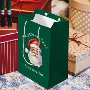 Sac Cadeau Moyen Père Noël Vert Personnalisé Enfants Noël