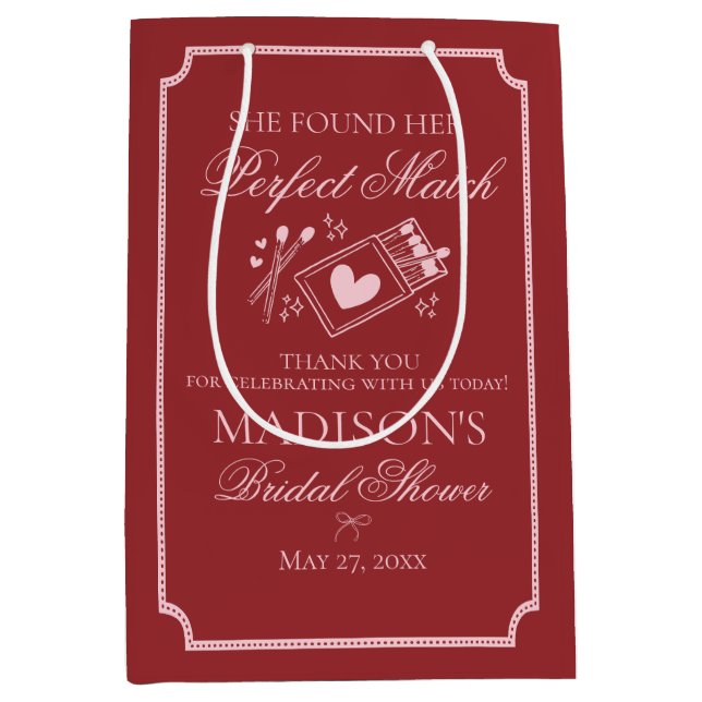 Sac Cadeau Moyen Perfect Match Bridal Shower Bachelorette Favor (Devant)