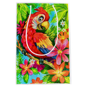 Sac Cadeau Moyen perroquet coloré