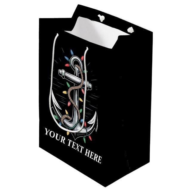Sac Cadeau Moyen Personalized Christmas Lights Boating Sailing  (Devant Angle)