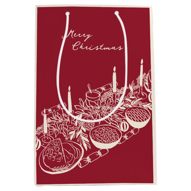 Sac Cadeau Moyen Personalized Merry Christmas Table Minimal Design  (Devant)